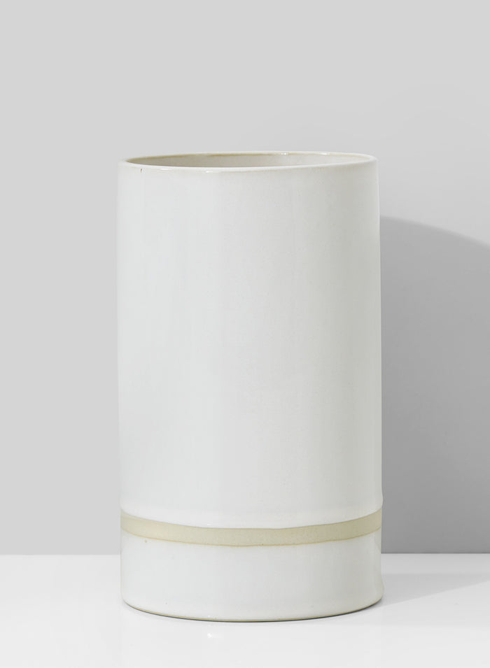 7in Tall White Ceramic Cylinder Vase Decor Jamali Garden