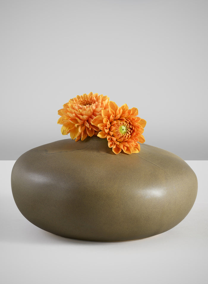 7in Wide Atelier Nature Tan Short Ceramic Vase Decor Jamali Garden