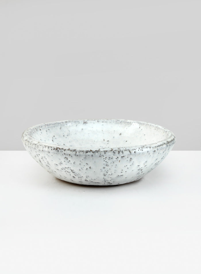 7in Wide Byzantine Aged White Shallow Bowl Decor Jamali Garden