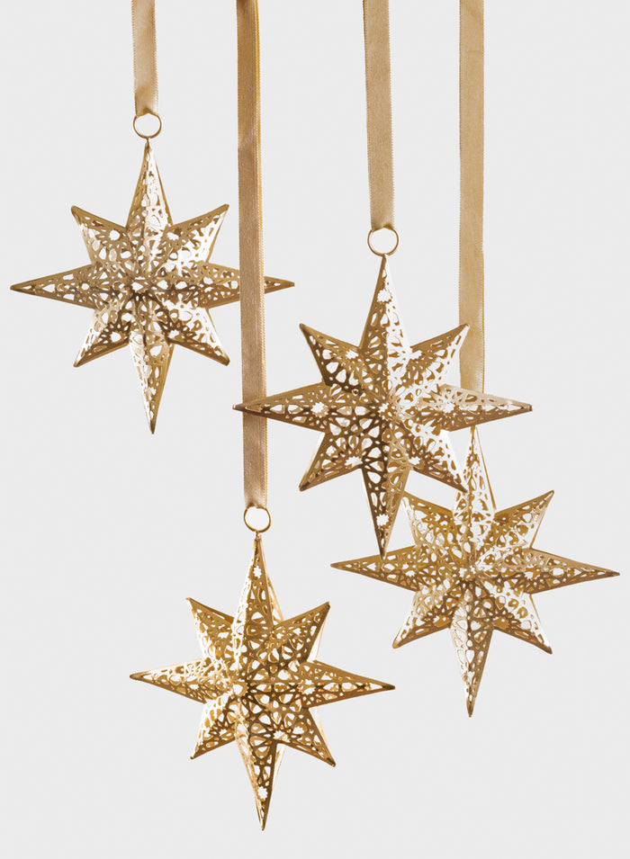 7in Wide Gold North Star Metal Ornament, Set of 4 Decor Jamali Garden
