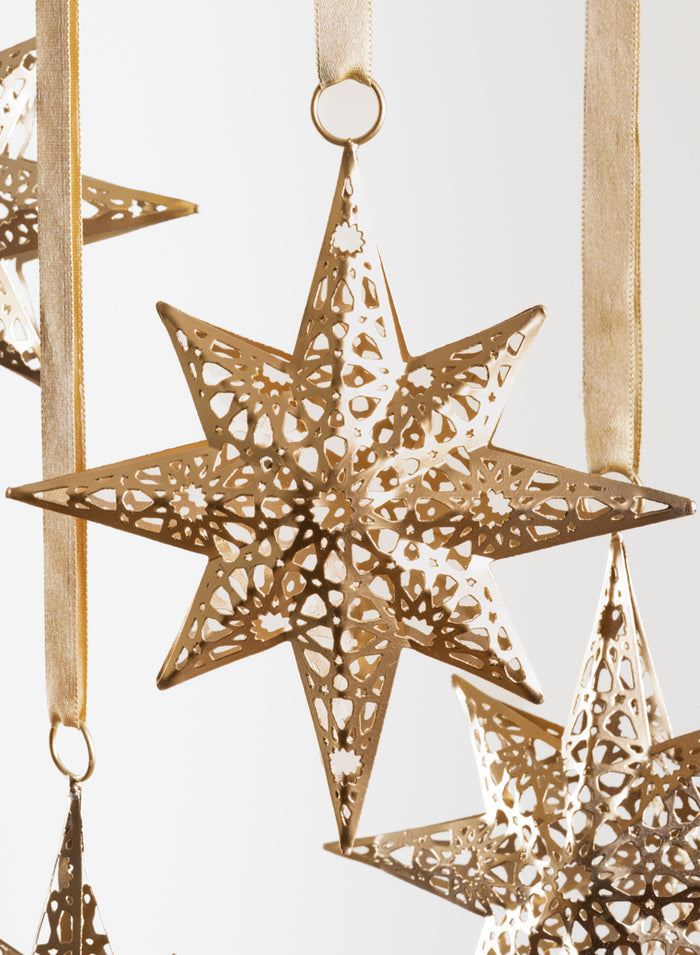 7in Wide Gold North Star Metal Ornament, Set of 4 Decor Jamali Garden