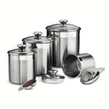8 Piece Stainless Steel Covered Canister and Scoop Set