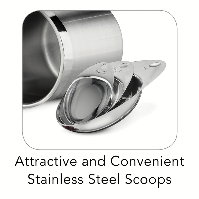 8 Piece Stainless Steel Covered Canister and Scoop Set