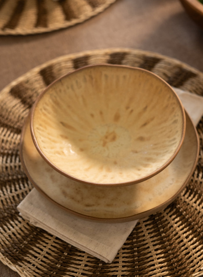 8.25in Wide Satsuma Artisan Ceramic Bowl Decor Jamali Garden