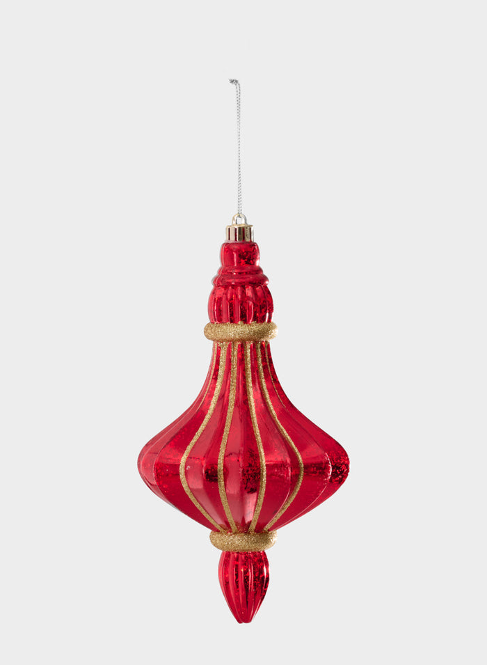 8.5in Long Plastic "Real Mercury Glass Look" Red Finial Ornament Decor Jamali Garden