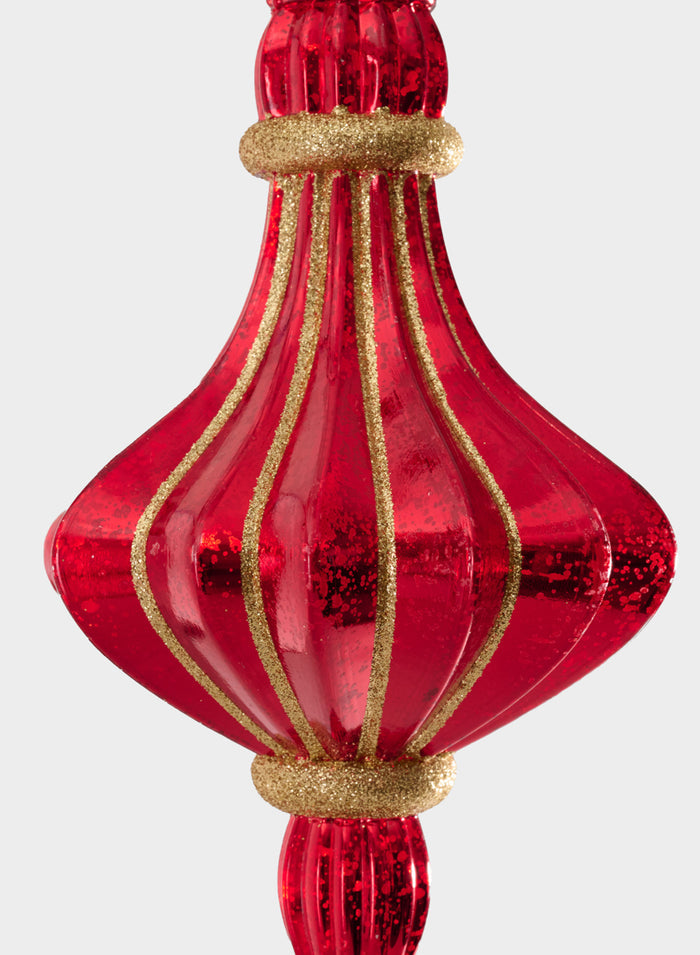 8.5in Long Plastic "Real Mercury Glass Look" Red Finial Ornament Decor Jamali Garden