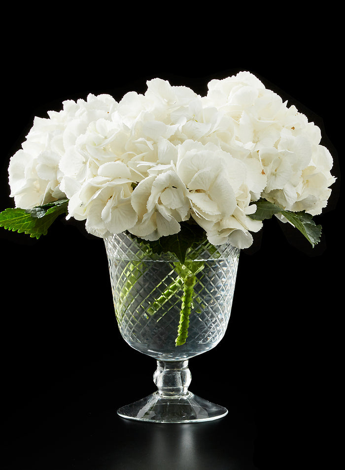 8.5in Tall Diamond Cut Glass Pedestal Vase Decor Jamali Garden