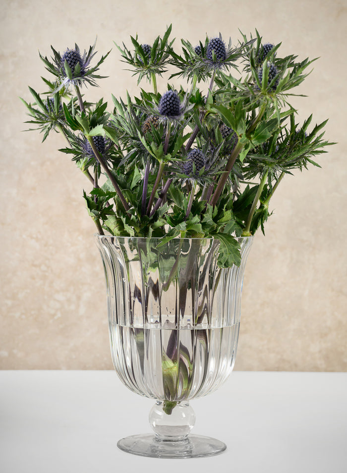 8.5in Tall Versailles Pleated Glass Urn Decor Jamali Garden
