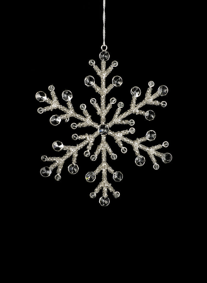 8.75in Wide Metal Bead Snowflake Ornament, Set of 4 Decor Jamali Garden