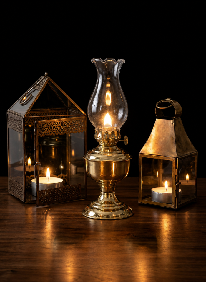 5in Mini Rustic Brass Square Lantern Decor Jamali Garden