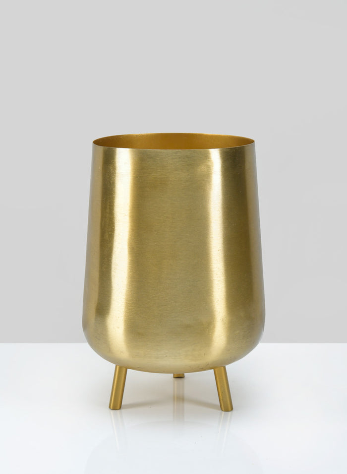 8in Tall Arash Gold Iron Mini Planter with Legs Decor Jamali Garden