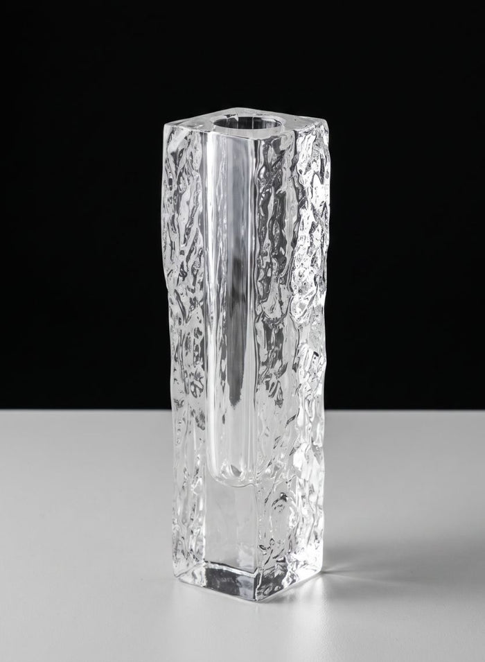 8in Tall Ice Block Deco Glass Vase Decor Jamali Garden