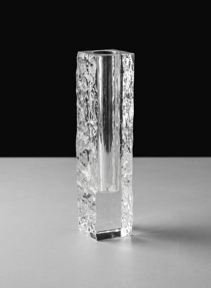 8in Tall Ice Block Deco Glass Vase Decor Jamali Garden