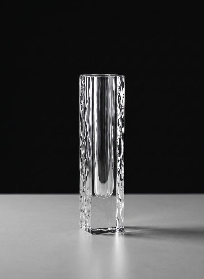 8in Tall Ice Block Deco Glass Vase Decor Jamali Garden