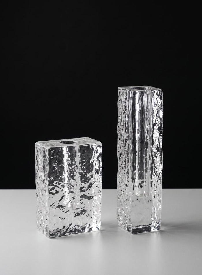 8in Tall Ice Block Deco Glass Vase Decor Jamali Garden
