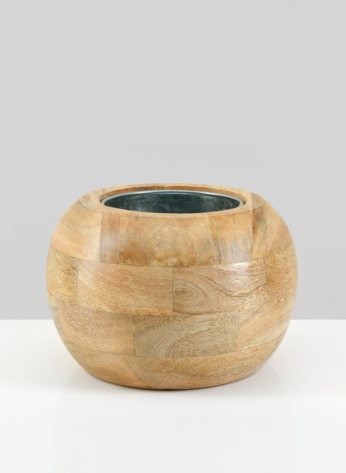 8in Wide Amazonas Fish Wood Bowl With Metal Insert Decor Jamali Garden