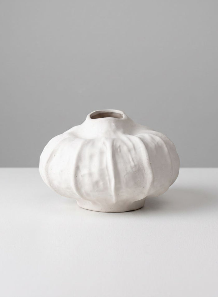 8in Wide Urchin Sand White Ceramic Deco Vase Decor Jamali Garden