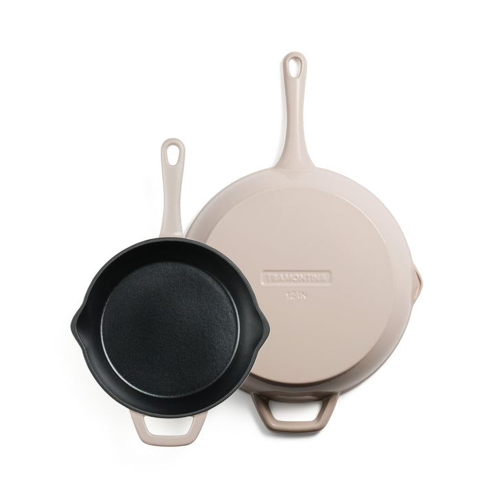 9 Inch and 12 Inch Enamel Cast Iron Skillet Set