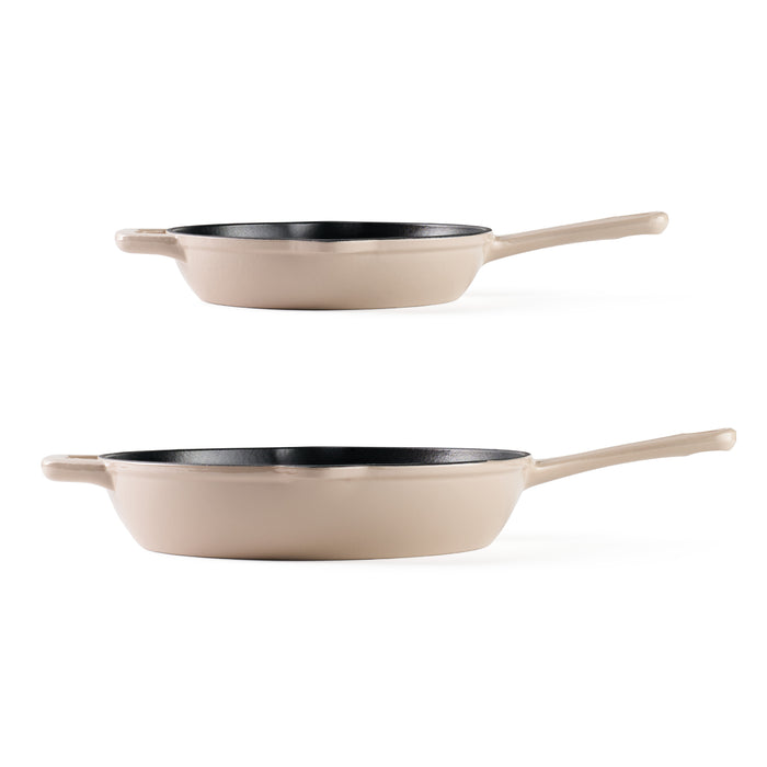 9 Inch and 12 Inch Enamel Cast Iron Skillet Set