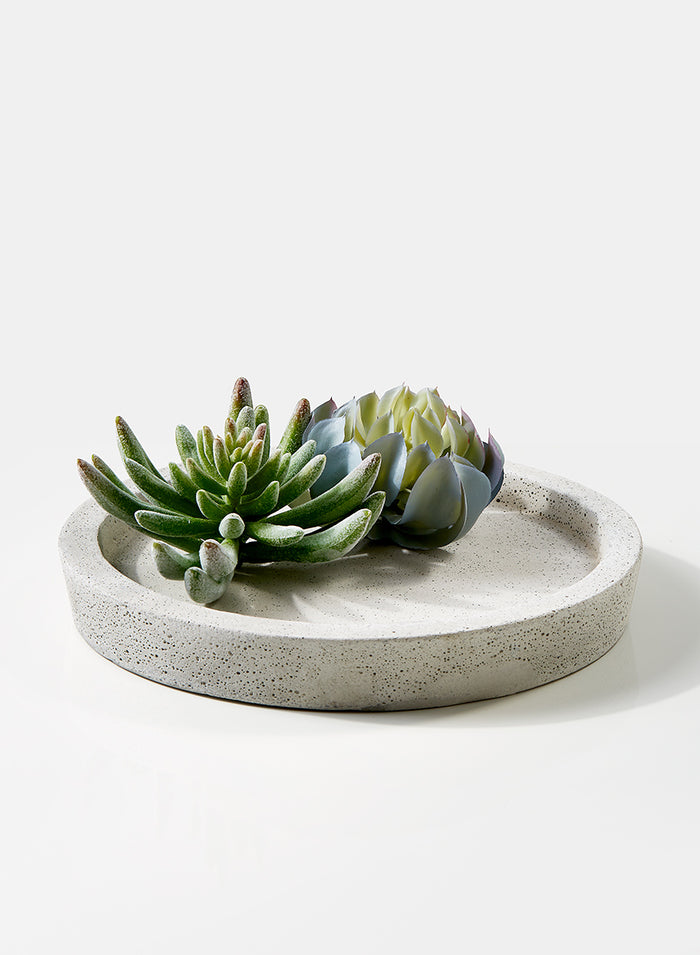 9.25in Wide Limestone Cement Saucer Decor Jamali Garden