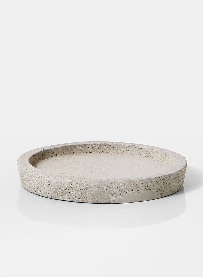 9.25in Wide Limestone Cement Saucer Decor Jamali Garden