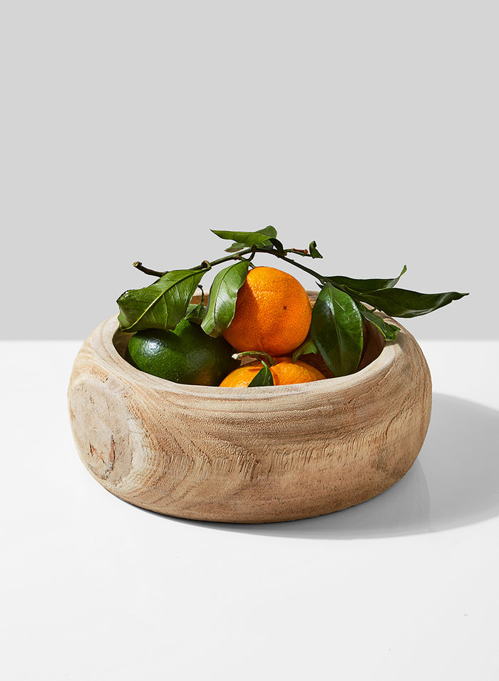 9.5in Wide Round Paulownia Wood Bowl Decor Jamali Garden