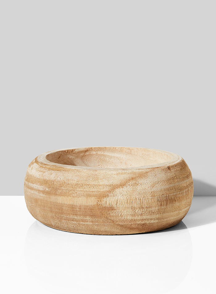 9.5in Wide Round Paulownia Wood Bowl Decor Jamali Garden