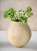 9in Tall Amadora Aged Sand Tone Stoneware Ceramic Deco Vase Decor Jamali Garden