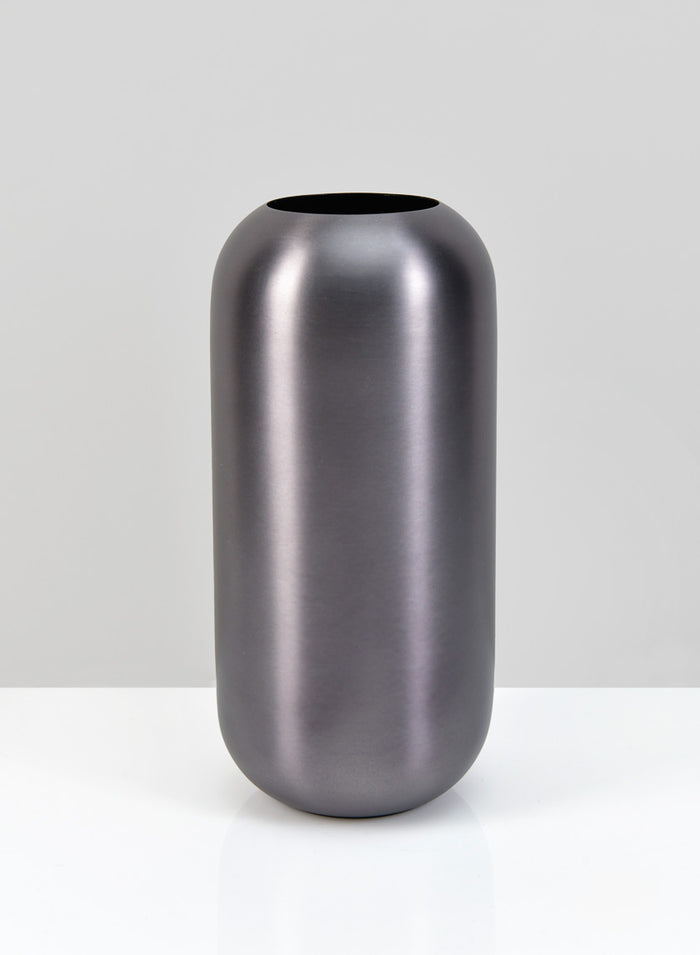 9in Tall Oviedo Stainless Steel Platinum Bullet Vase Decor Jamali Garden