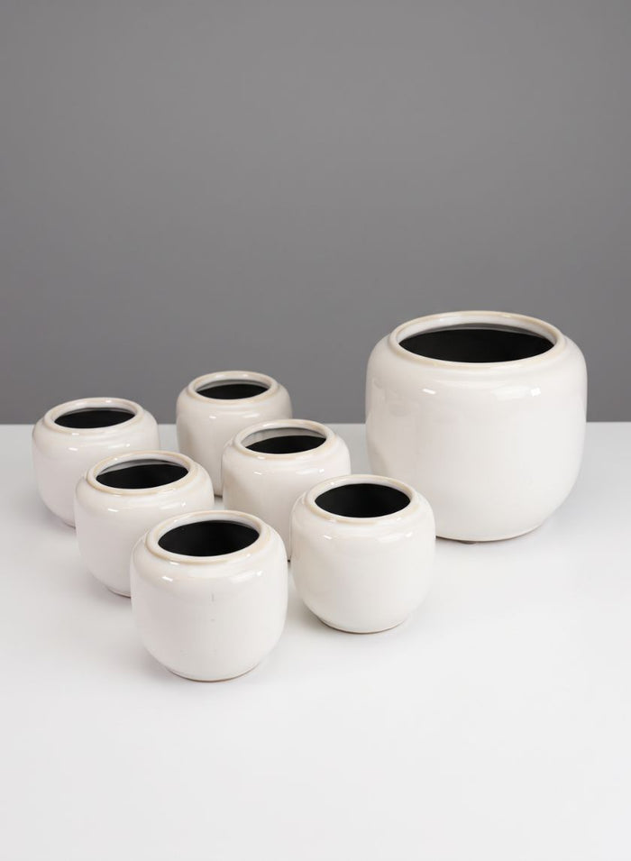 Alsace White Cachepot Ceramic Vase, Case of 6 Decor Jamali Garden