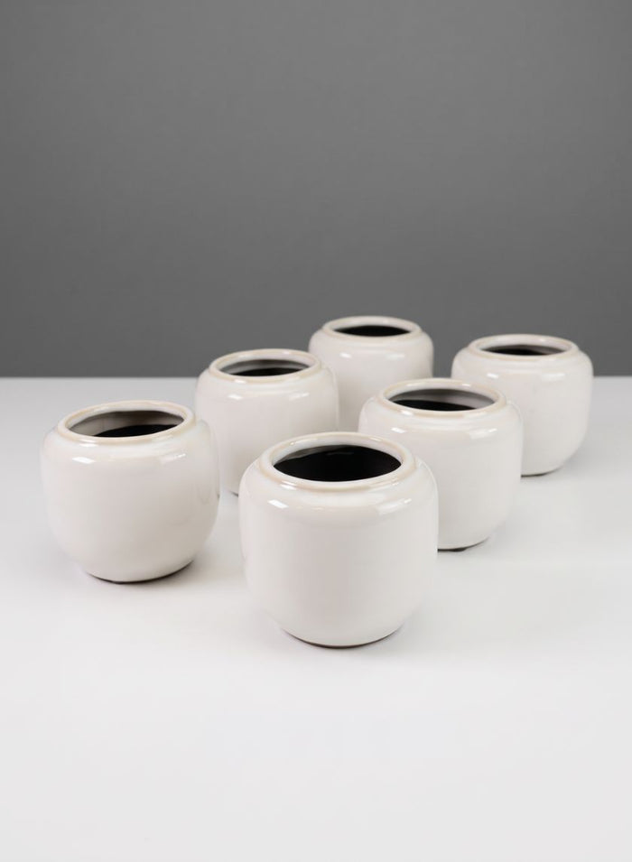 Alsace White Cachepot Ceramic Vase, Case of 6 Decor Jamali Garden