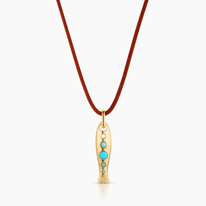 14k Gold Plated / Rya Sienna Leather Cord
