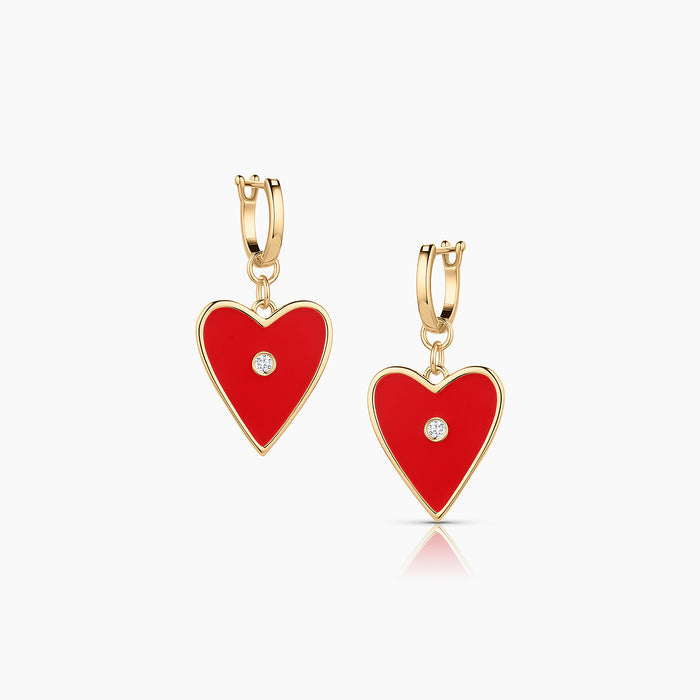 Amaya Red Enamel Heart Earrings