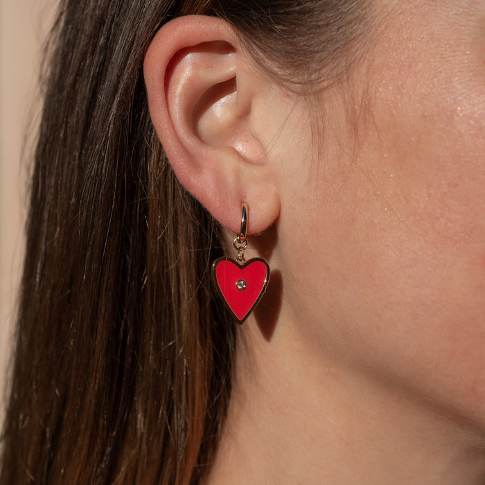 Amaya Red Enamel Heart Earrings
