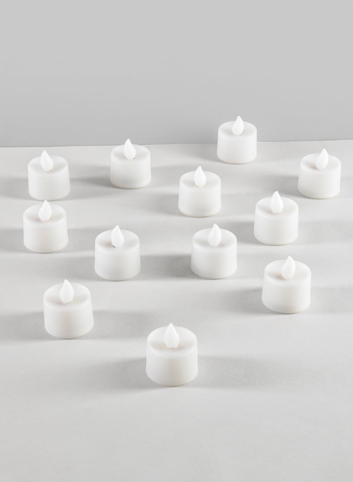 Amber LED Flickering Tea Light, Set of 12 Decor Jamali Garden