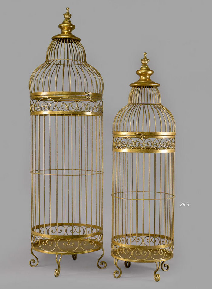 Antique Gold Iron Birdcages Decor Jamali Garden Gold 35in Tall EACH