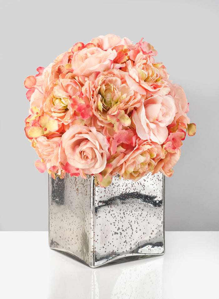 Antique Silver Glass Square Vases Decor Jamali Garden