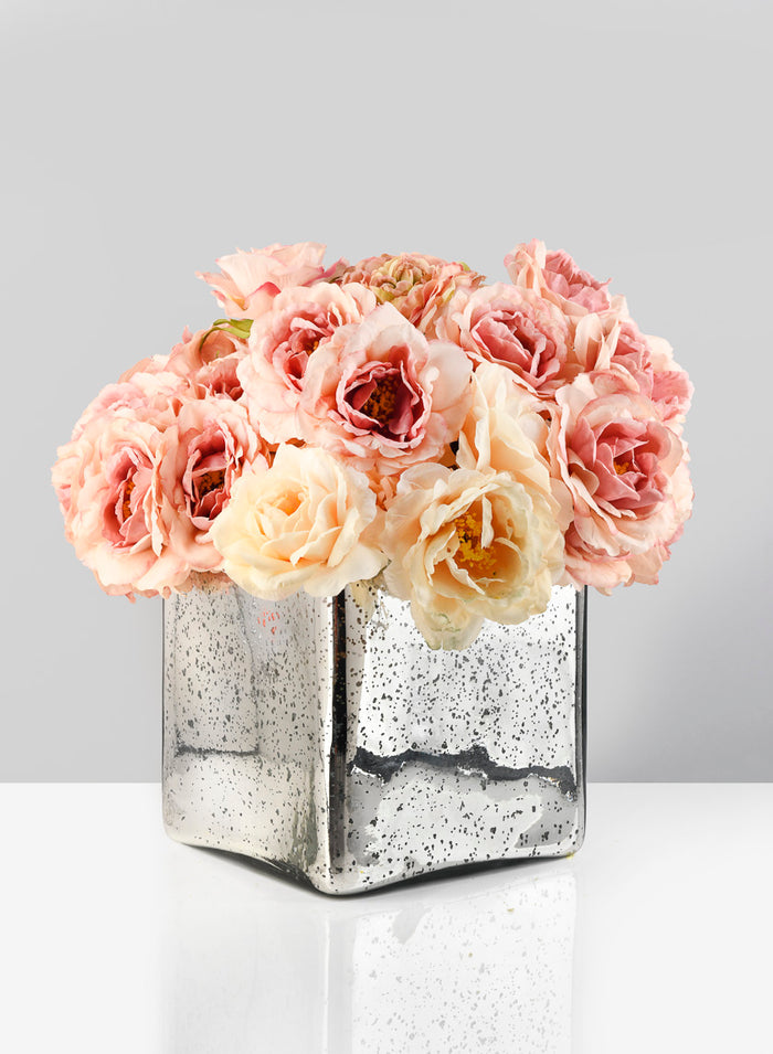 Antique Silver Glass Square Vases Decor Jamali Garden