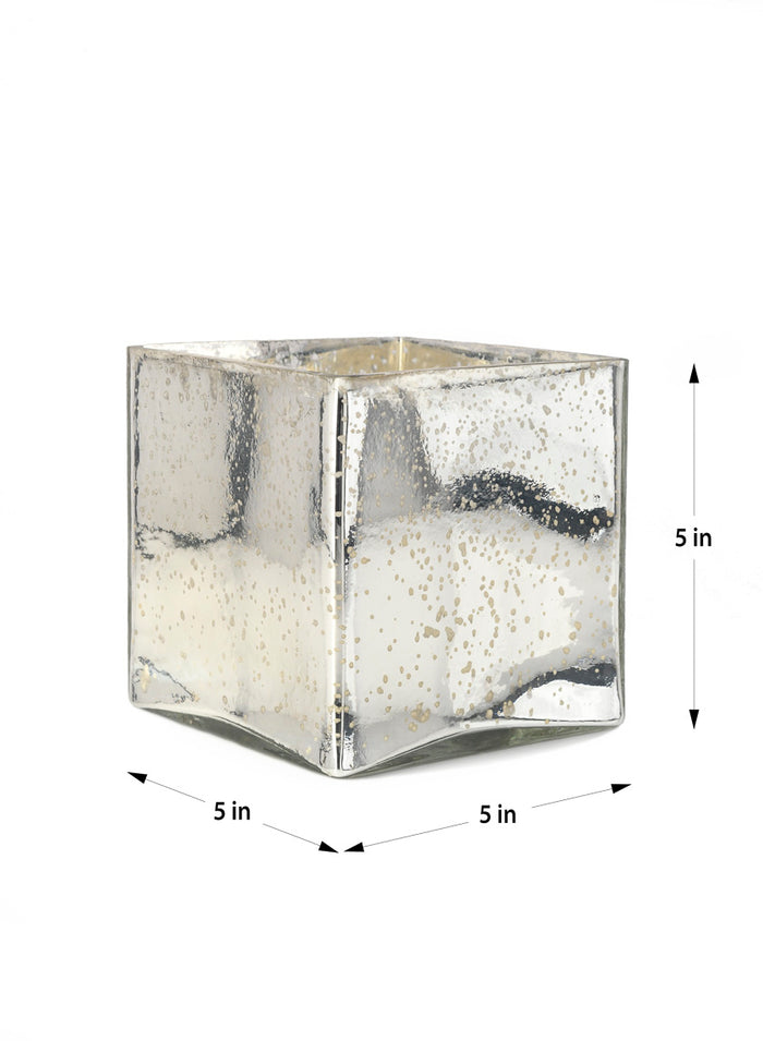 Antique Silver Glass Square Vases Decor Jamali Garden Antique Silver 5in Tall EACH