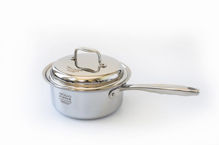 APOLLO stainless-steel saucepan with lid and long handle
