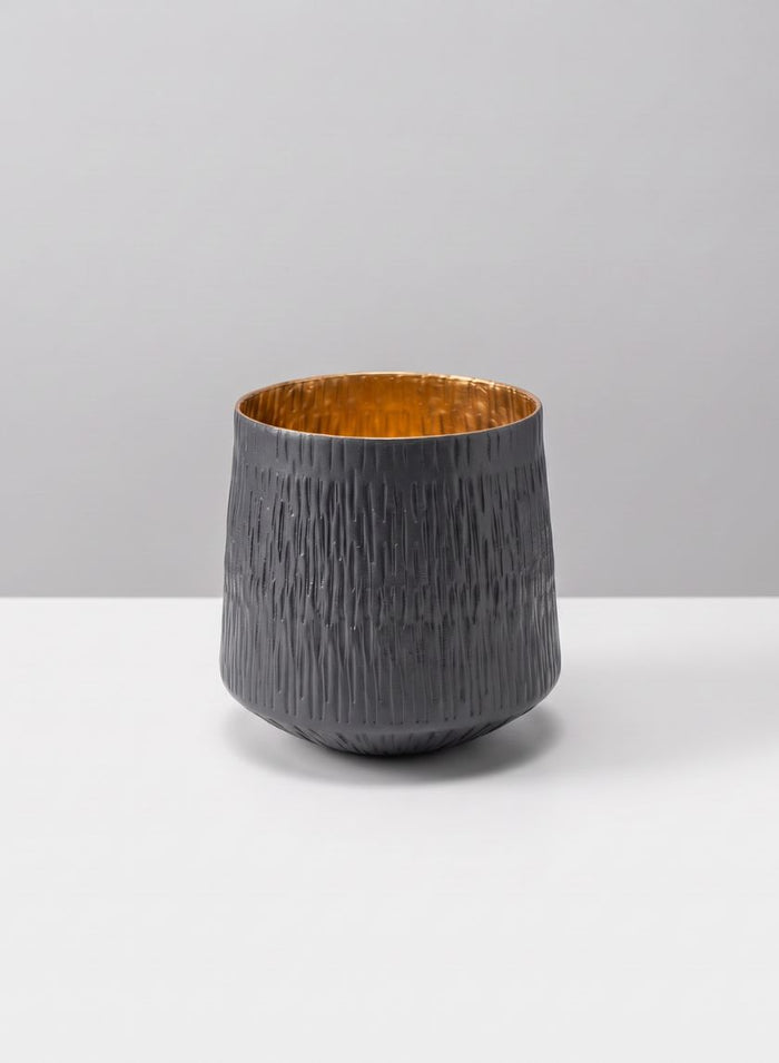 Atelier Twig Charcoal Gray Metal Vase Decor Jamali Garden
