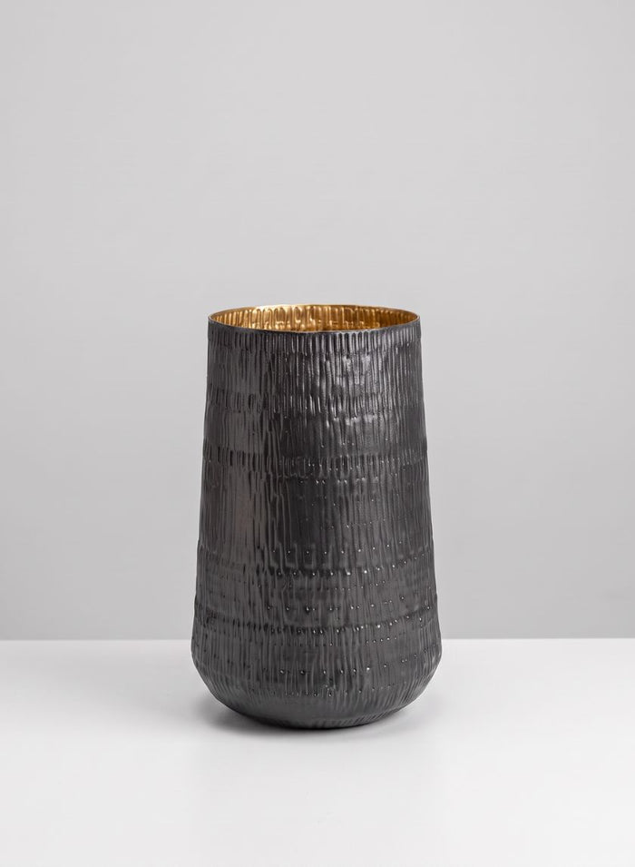 Atelier Twig Charcoal Gray Metal Vase Decor Jamali Garden