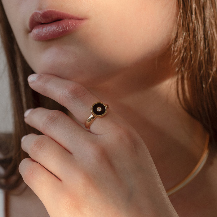 Balia Black Enamel Ring
