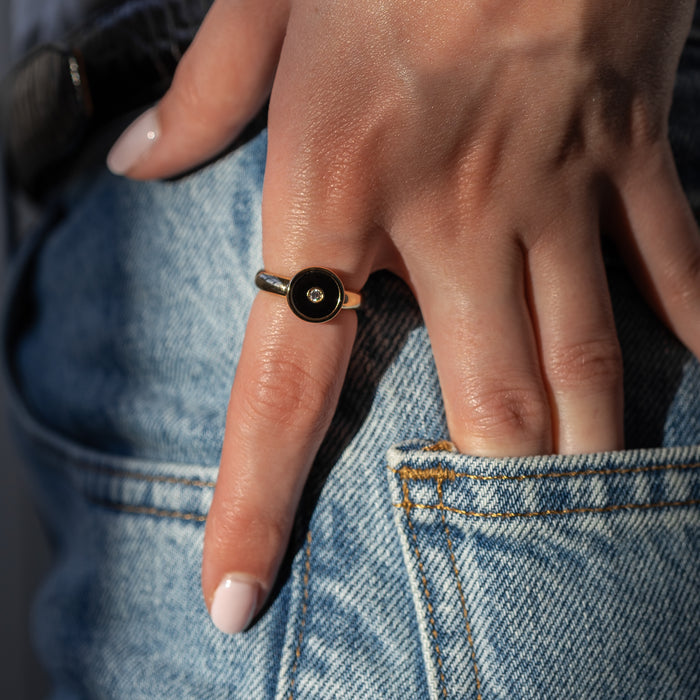 Balia Black Enamel Ring