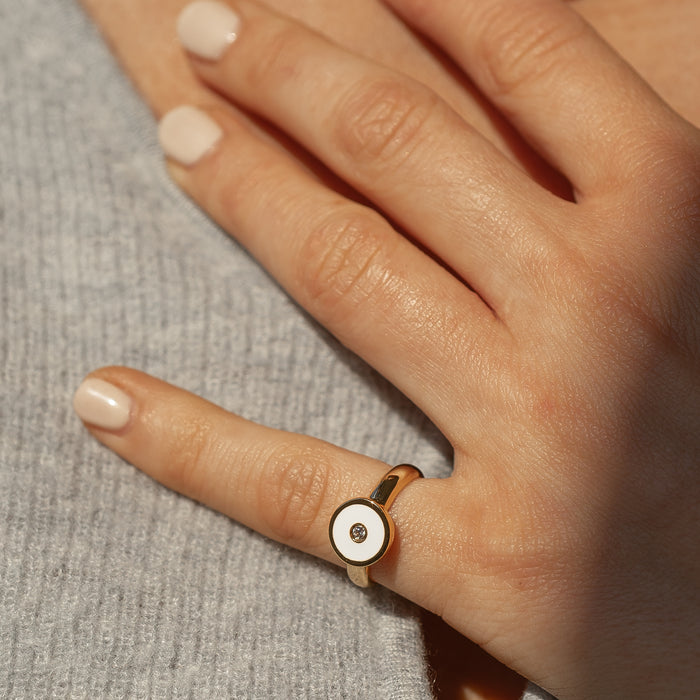 Balia White Enamel Ring