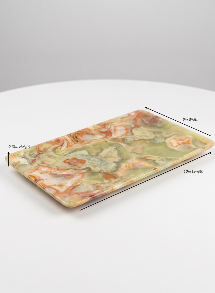 Balochistan Green Onyx Decorative Tray Decor Jamali Garden Green 10in Long EACH
