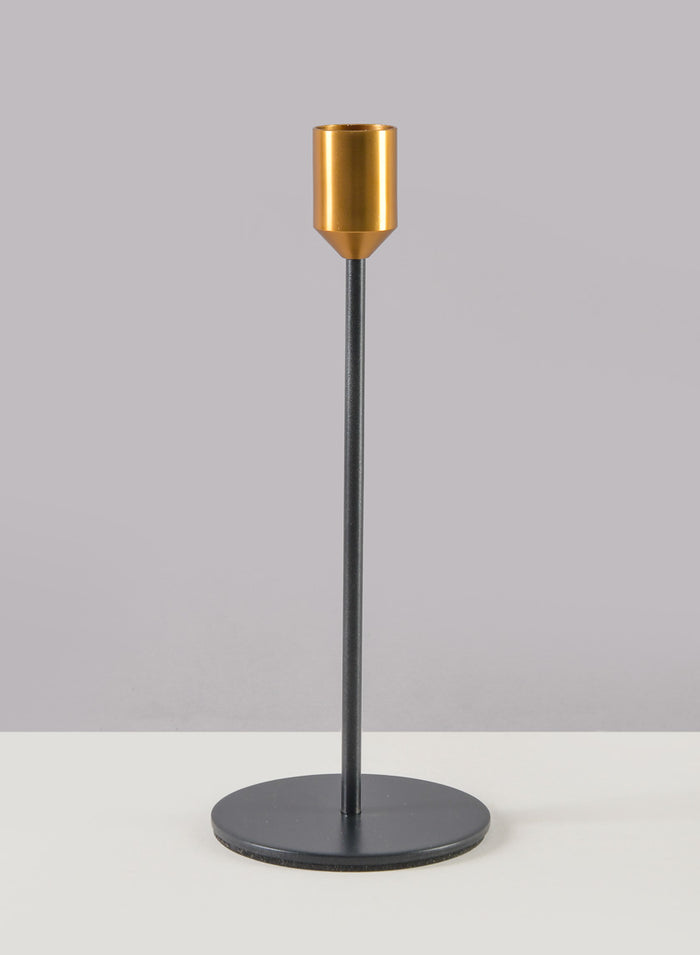 Barney Black Gold Taper Metal Holder Decor Jamali Garden Black 8in Tall - Medium EACH