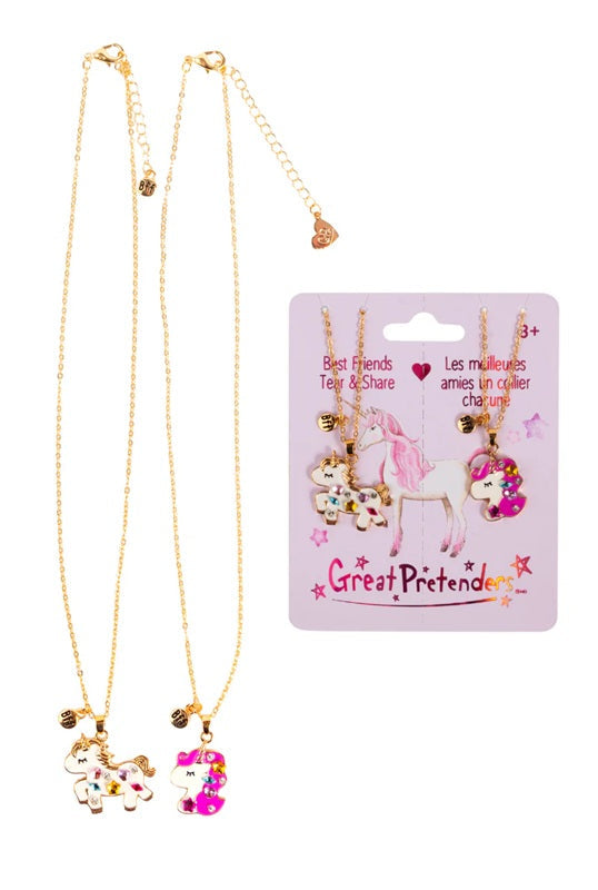 Bejewelled Unicorns Tear and Share Necklace