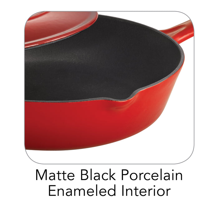 Bestow 10 in Enameled Cast-Iron  Covered Skillet - Gradated Red