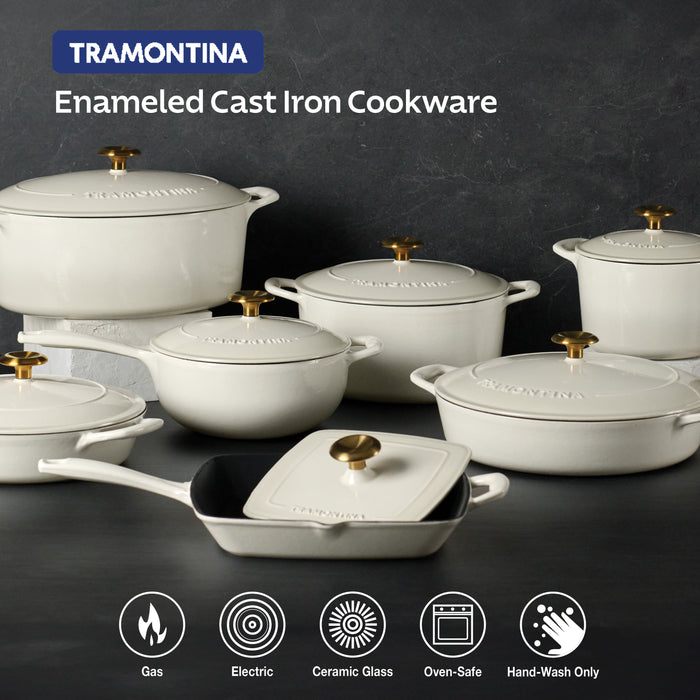 Bestow 10 Inch Enameled Cast-Iron  Covered Skillet
